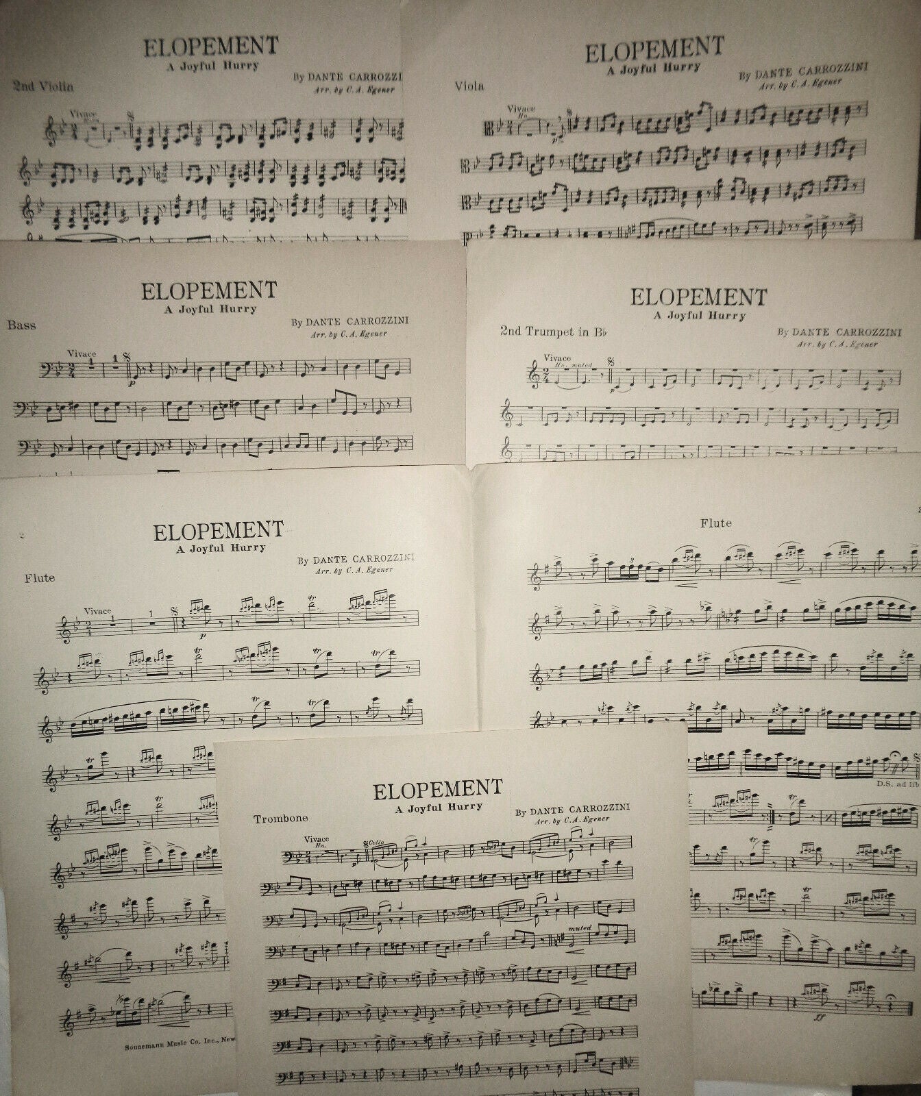 ELOPEMENT - A JOYFUL HURRY, BY DANTE CARROZZINI - 1926, FOR ORCHESTRA