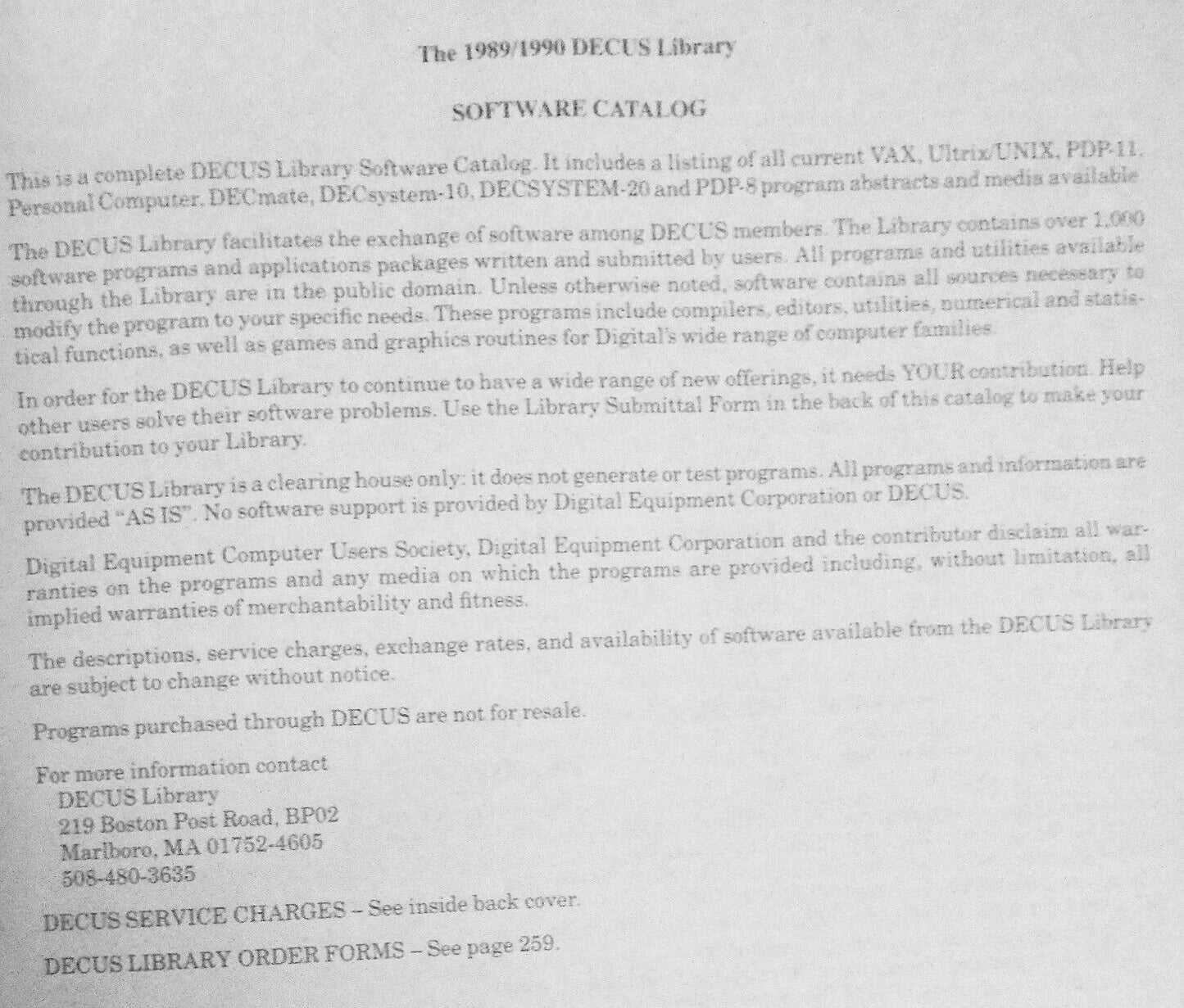 The 1989/1990 DECUS library : software catalog. U. S. Chapter Edition