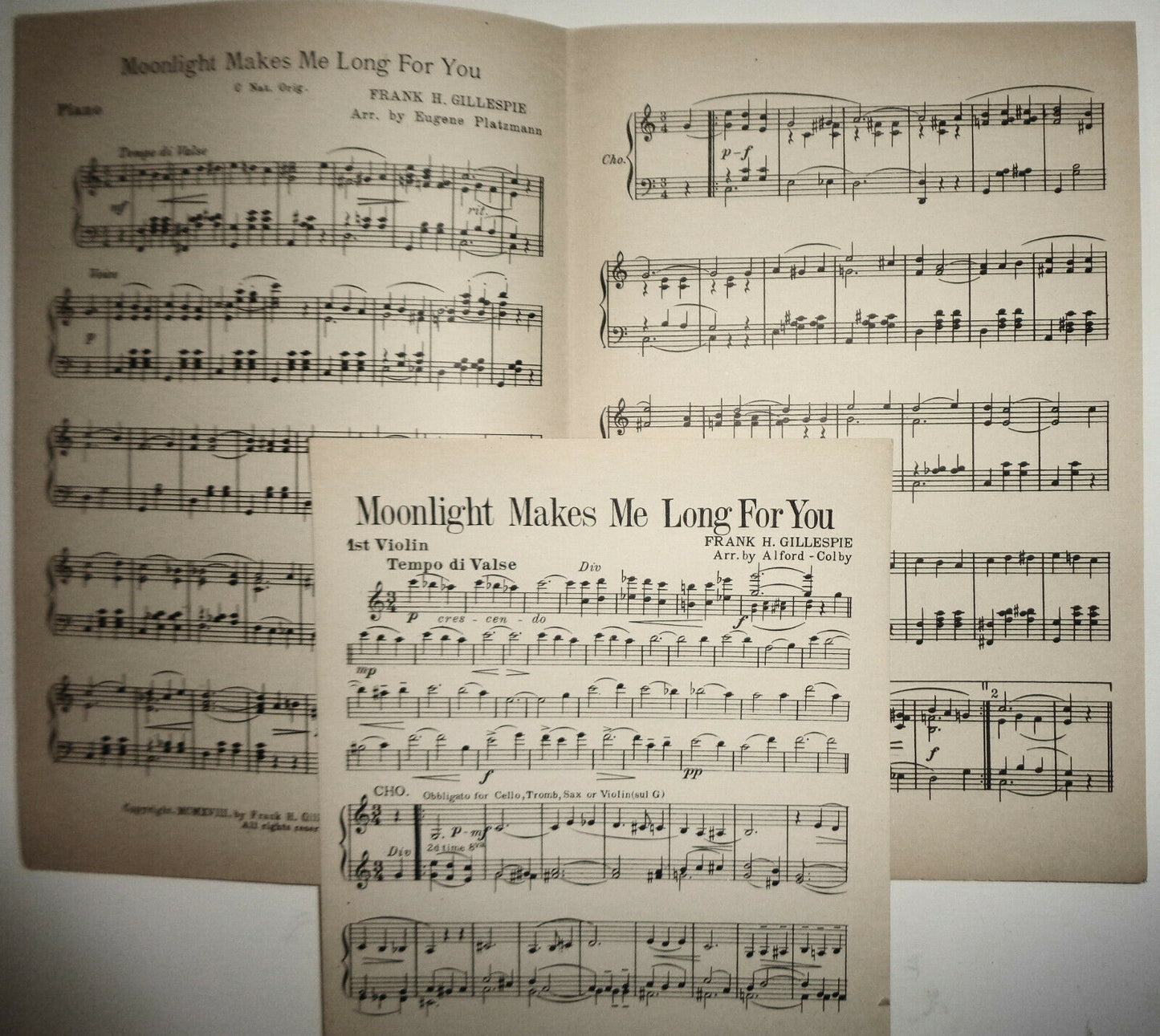 Moonlight makes me long for you, by Frank H. Gillespie. 1924. For orchestra