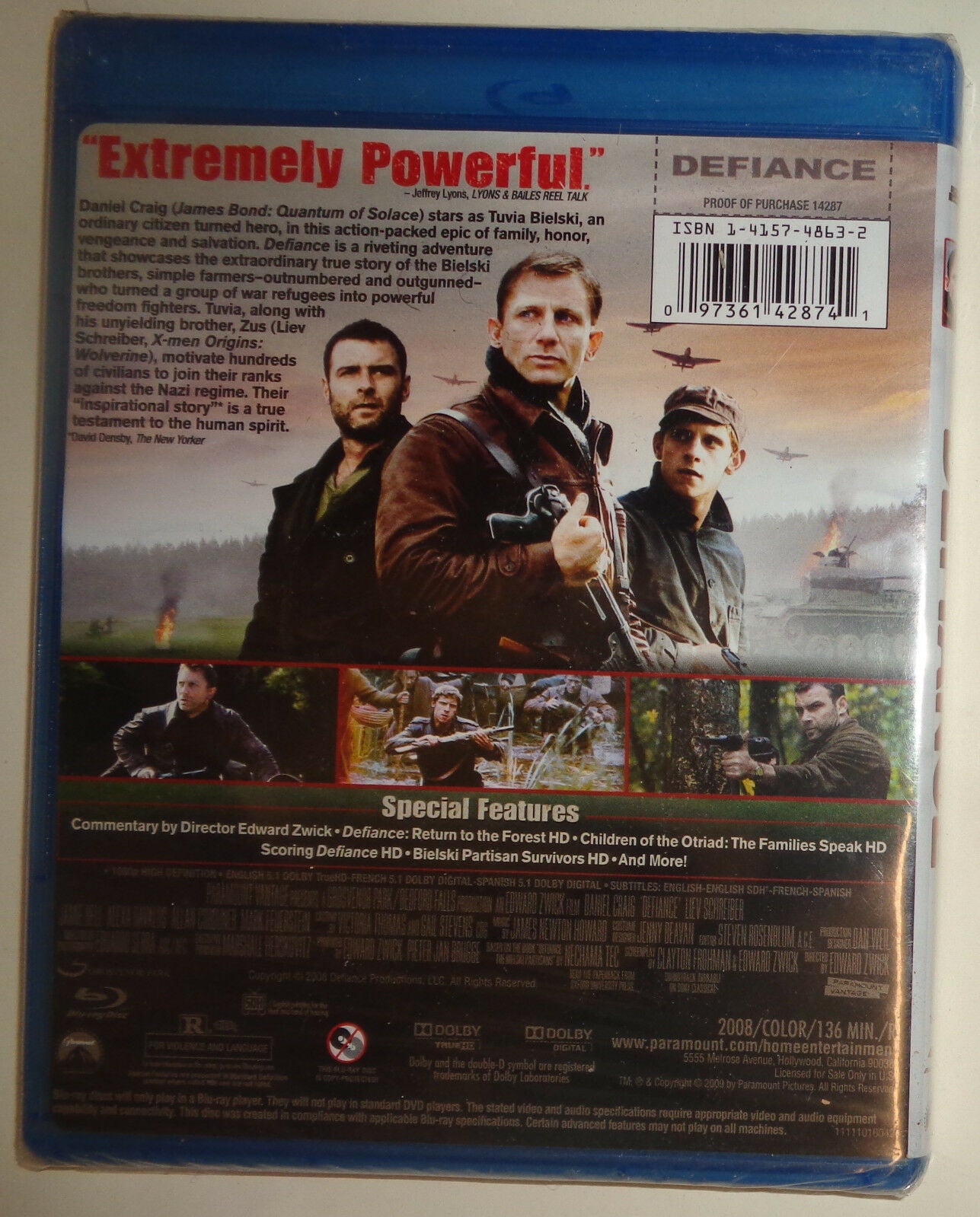 Defiance (Blu-ray Disc, 2009, Sensormatic) - SEALED - BRAND NEW - MINT