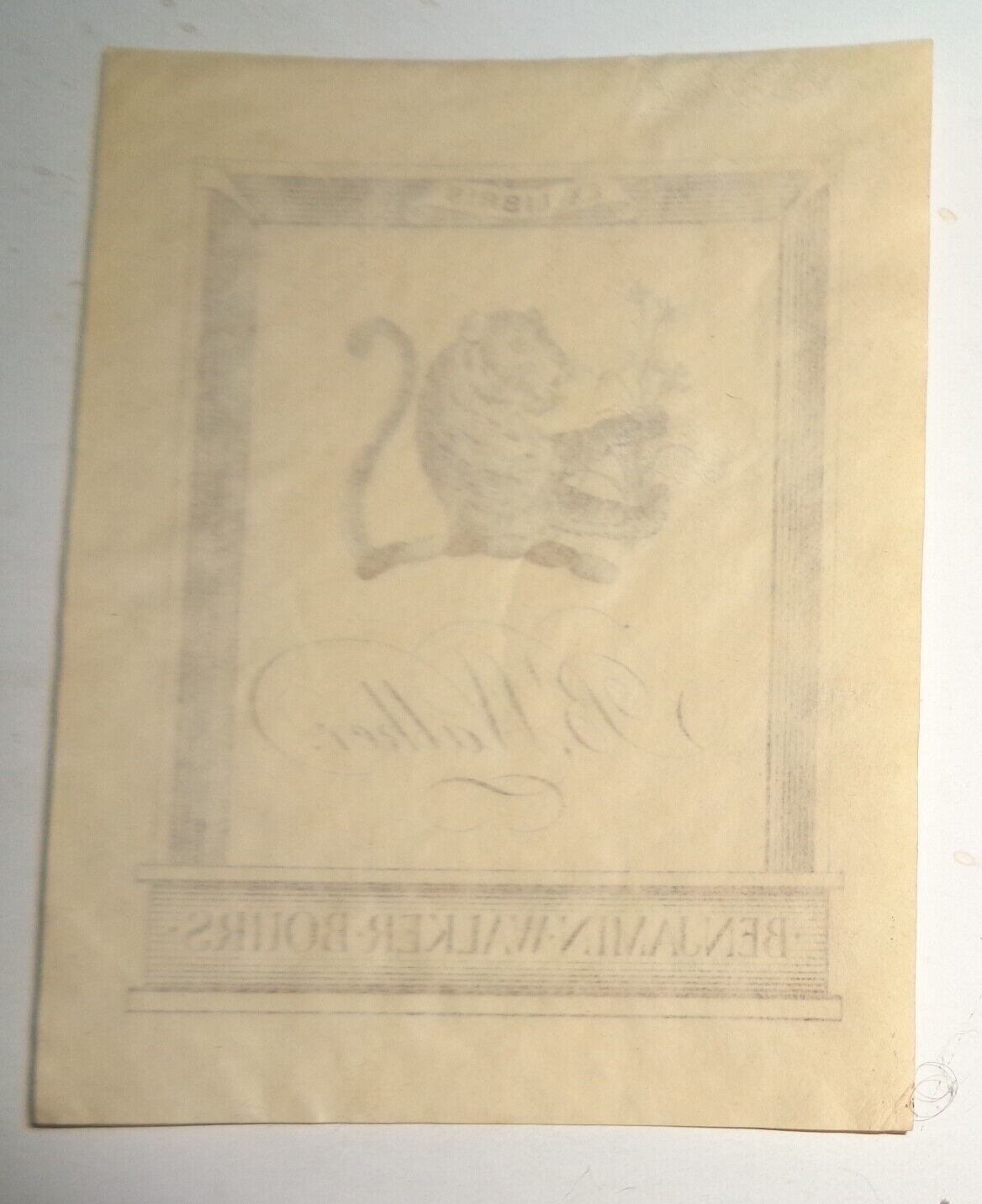 Benjamin Walker Bours Ex Libris Bookplate. 1930's
