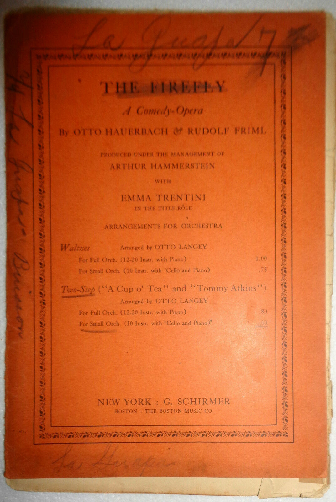 LA GUAPA (LA JOLIE) MARCHE ANDALOUSE, by J. Buisson - 1910 for orchestra