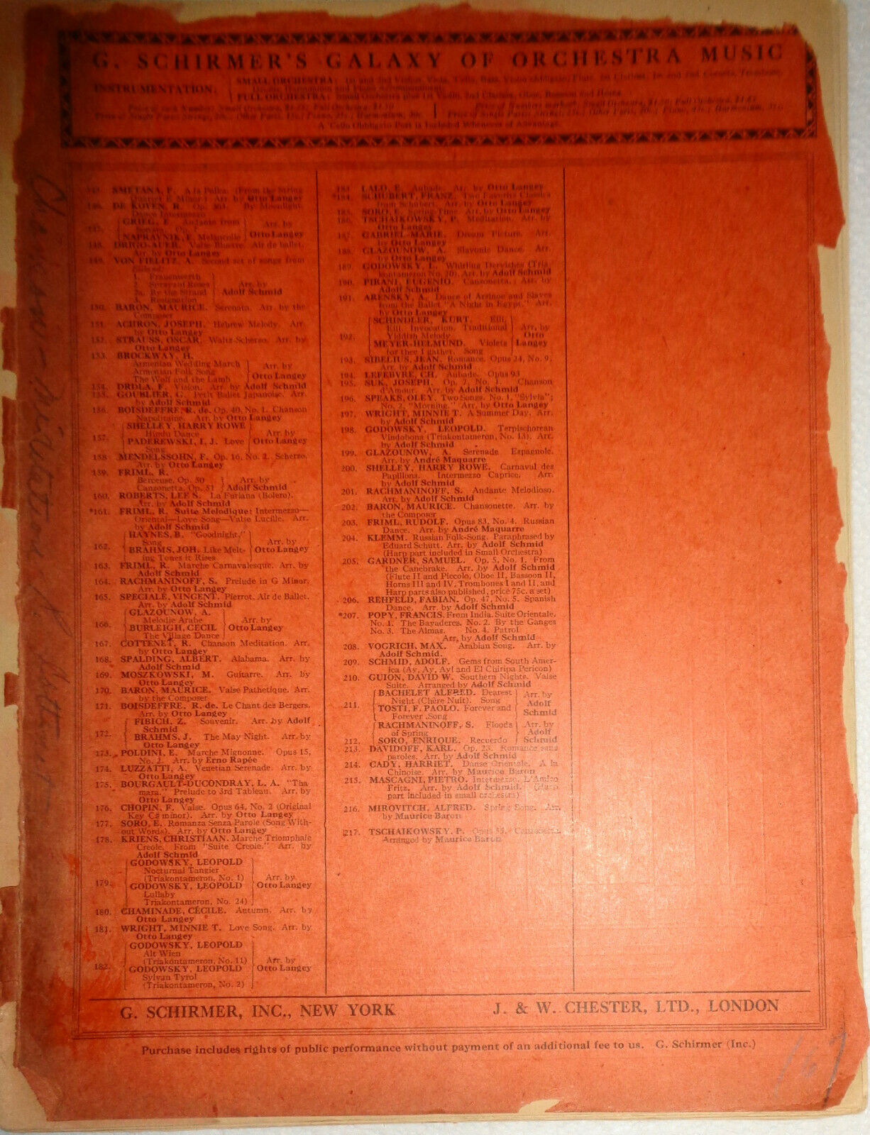Chanson-Méditation, by R. Cottenet ; arr. by Otto Langey. 1909 for orchestra