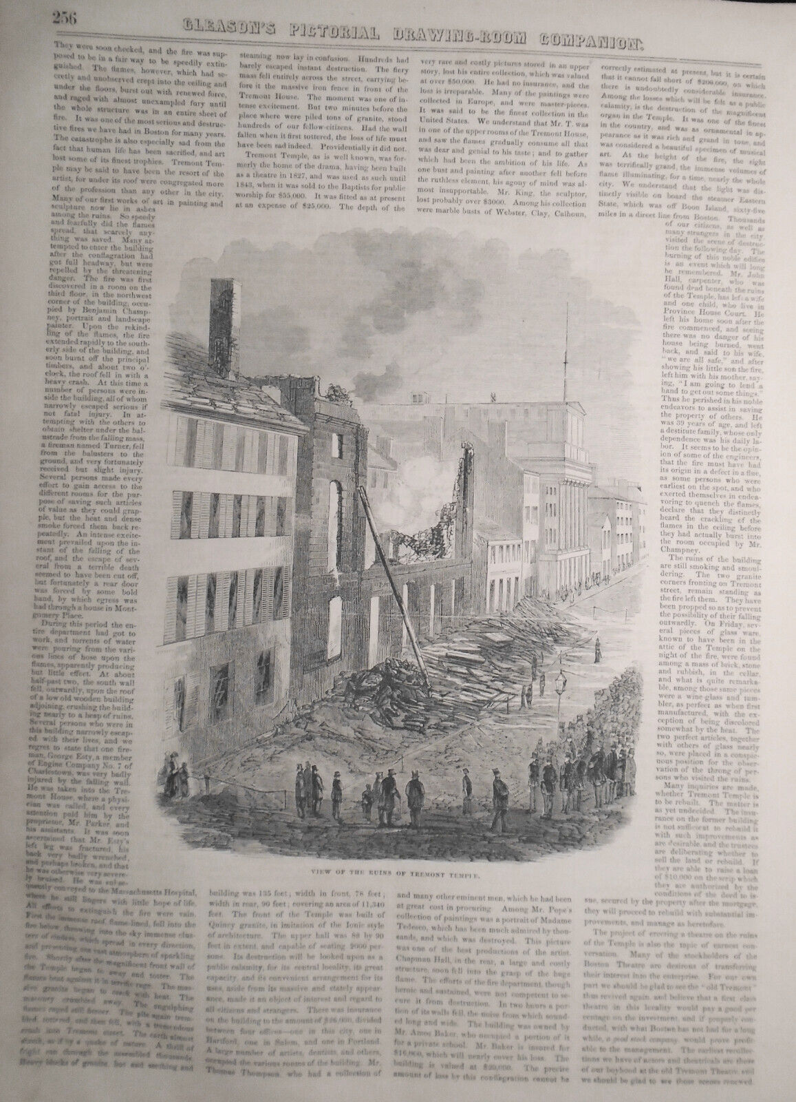 Gleason's Pictorial - April 17, 1852. Burning Of The Tremont Temple, etc