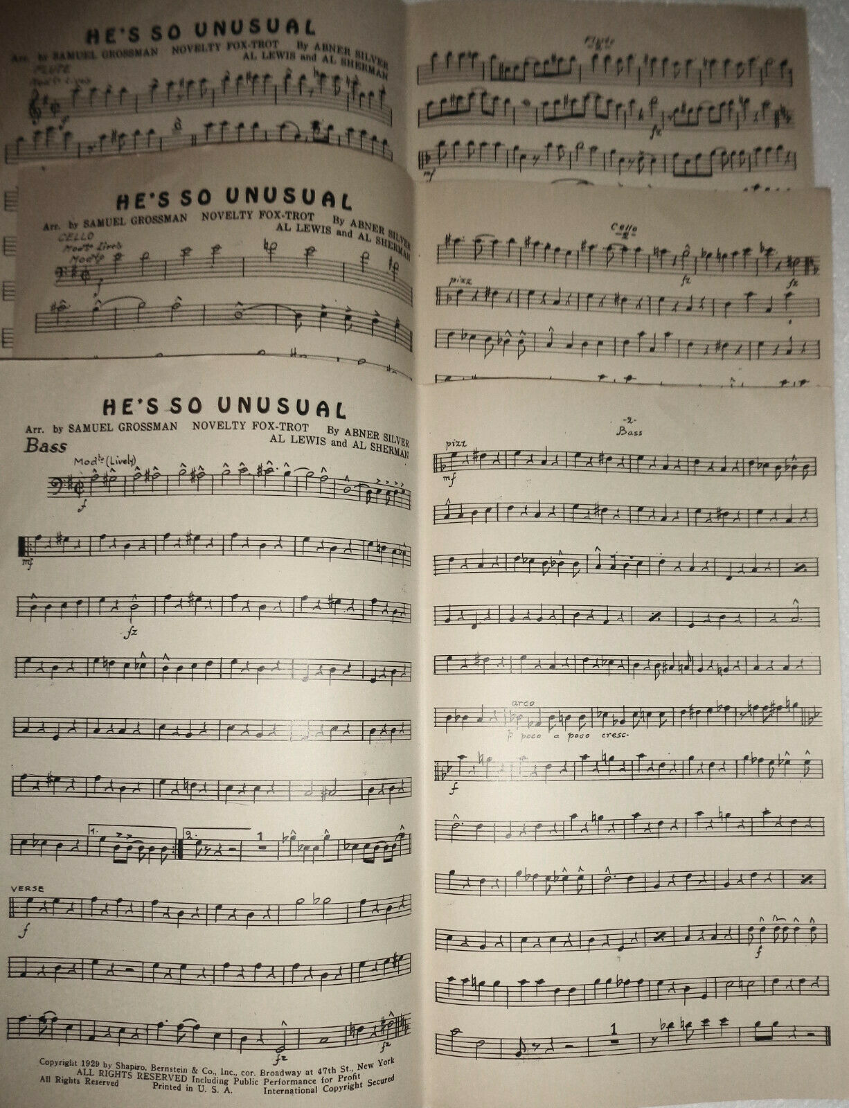 He's so unusual, fox-trot -Al Sherman, Abner Silver, Al Lewis 1929 For Orchestra