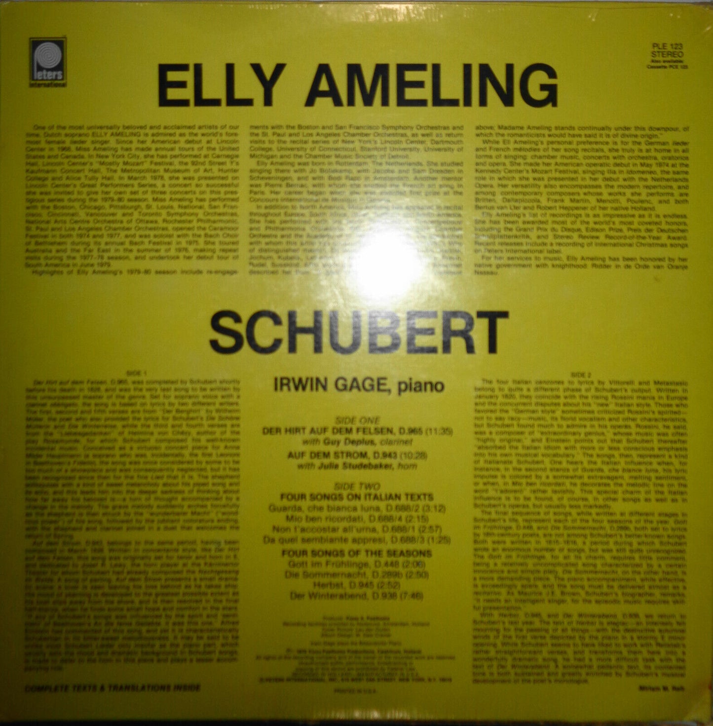 Elly Ameling : 6 LPs lot - 2 are mint, sealed - other 4 with near mint vinyls