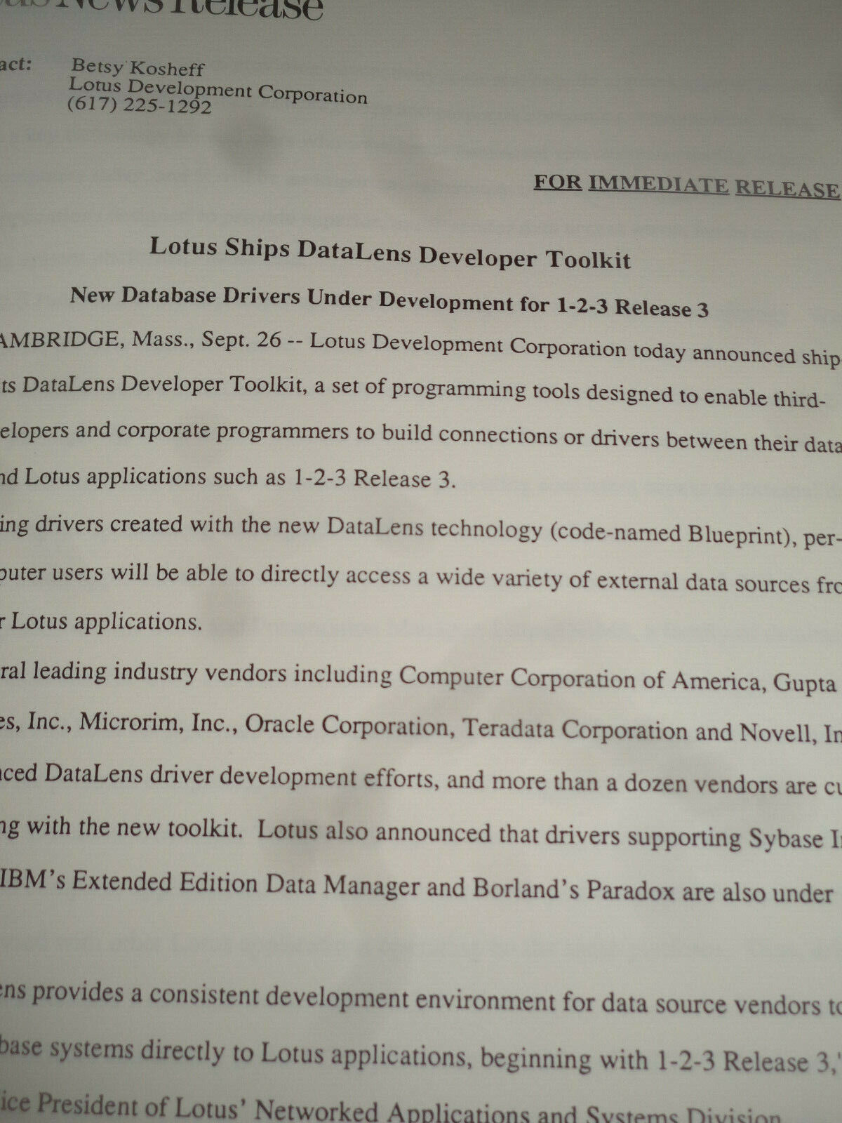 Lotus 1-2-3 Press Release & Promo Kit collection, with slides - 1998-90
