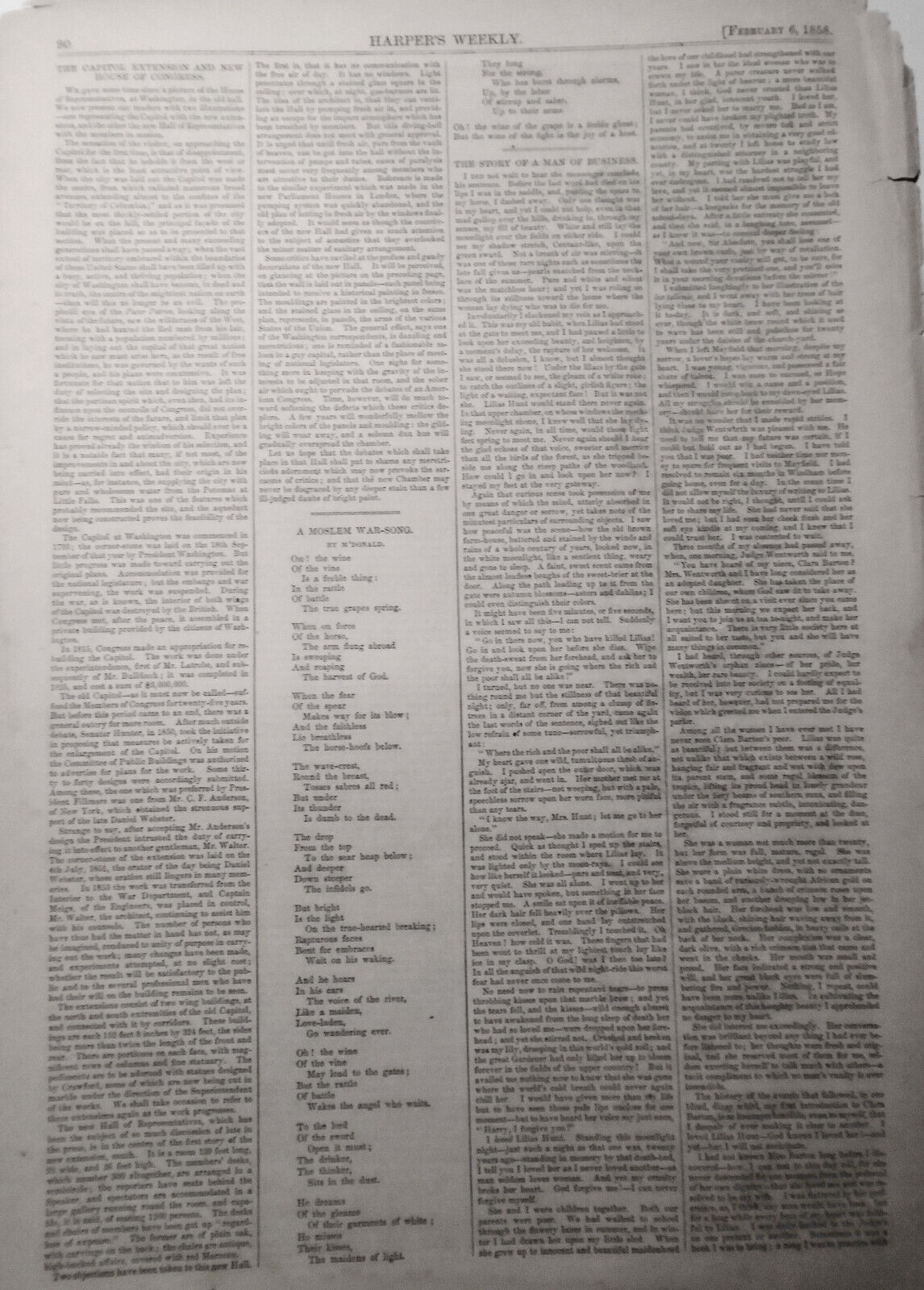 The Capitol At Washington & New Hall Of Representatives - Harper's Weekly 1868