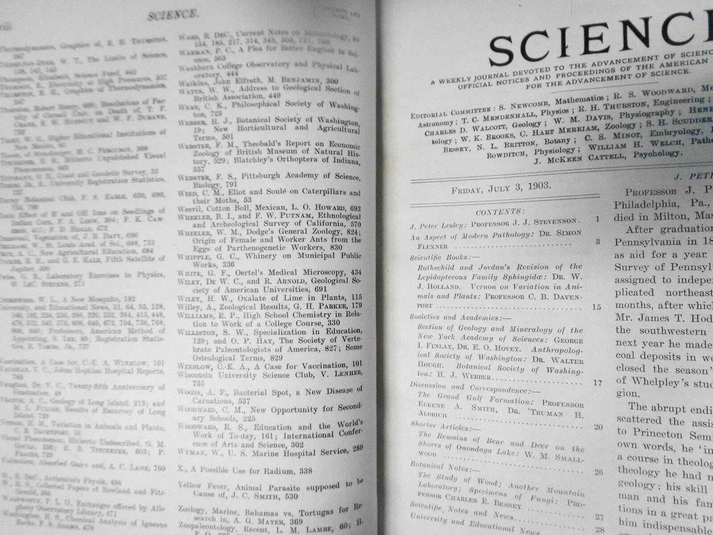 Science, Vol. 18: July-December, 1903 - Weekly Journal of AAAS. Bound volume.