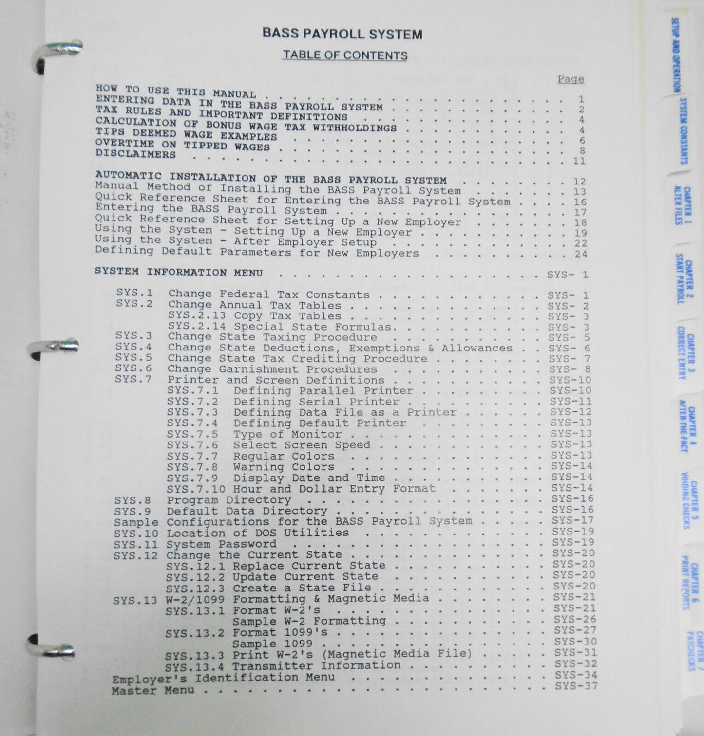 BASS Payroll System, 1988 - for restaurants & general use. IBM PCs 5 1/4" disks.