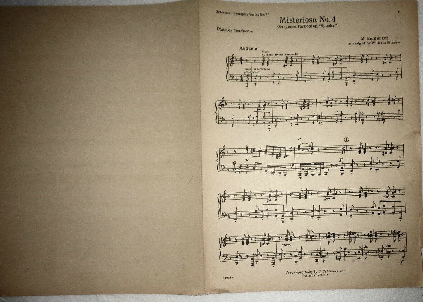 MISTERIOSO No. 4 (SUSPENSE, FORBODING, SPOOKY) by M Bergunker - 1927 orchestra