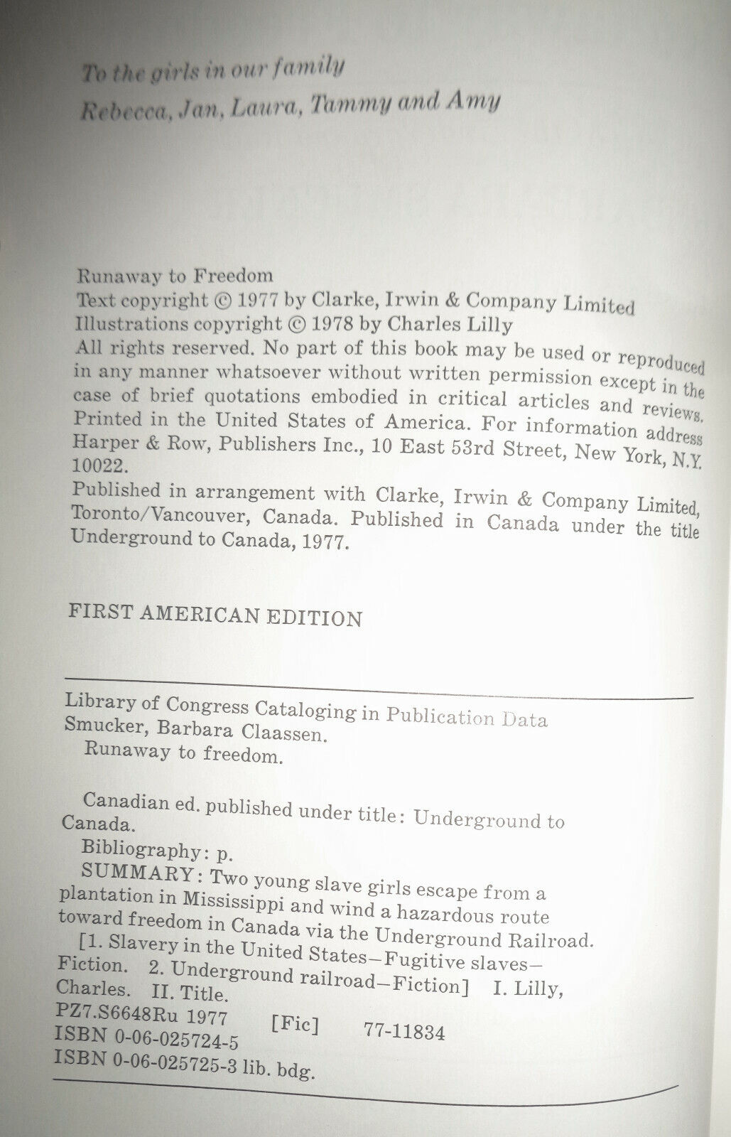 Runaway to Freedom: A Story of the Underground Railway by Barbara Smucker (Hardc