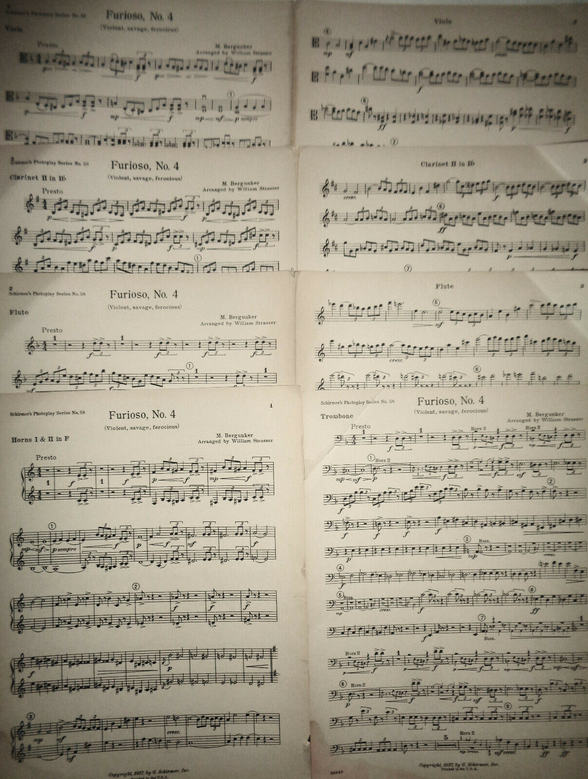 FURIOSO, No. 4 (VIOLENT, SAVAGE, FEROCIOUS) by M Bergunker - 1927 for orchestra