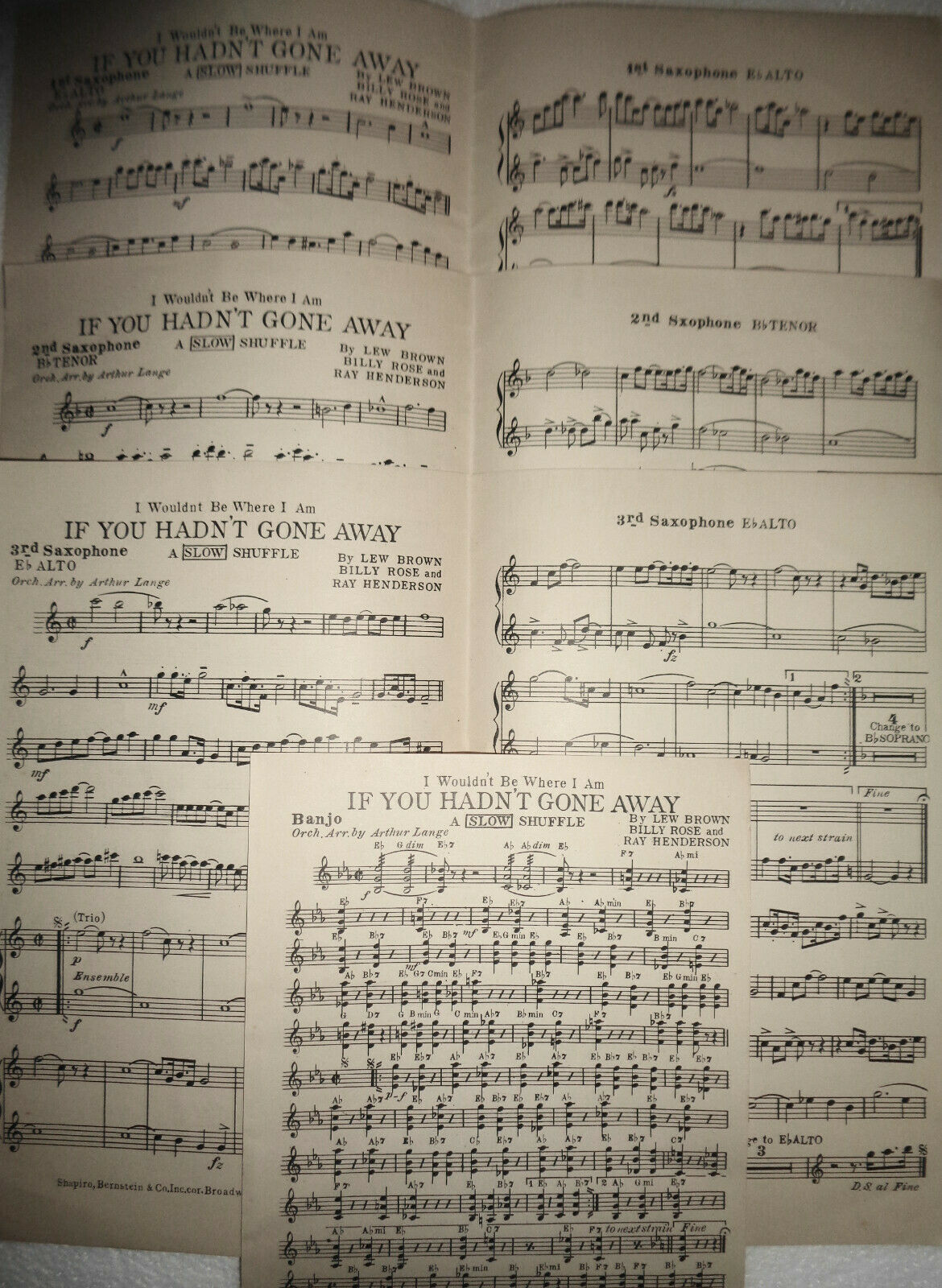 If You Hadn't Gone Away by Lew Brown, Billy Rose, R Henderson1925 For Orchestra