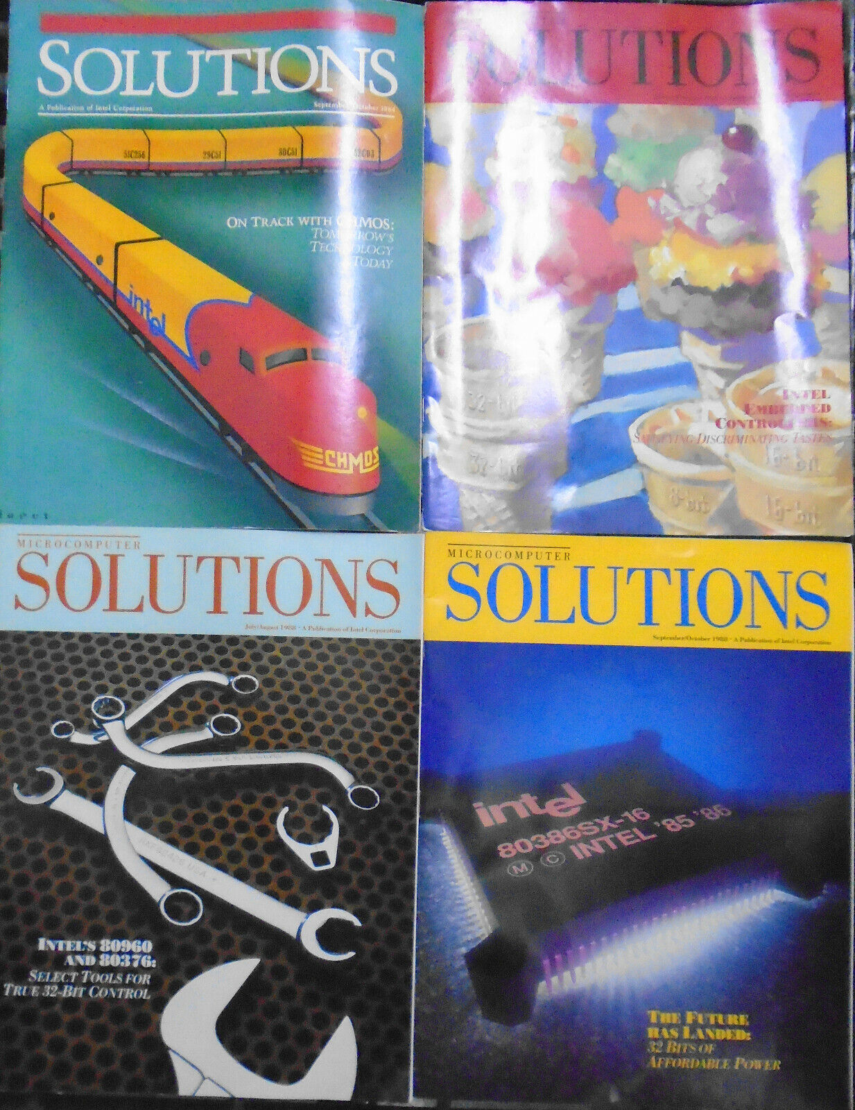 Microcomputer Solutions - Lot of 4 Intel Corporation magazines, 1984 - 1988