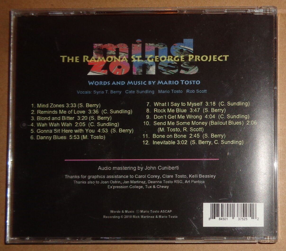 Ramona St. George Project : Mind Zones CD Album - Words/Music, Mario Tosto 2010