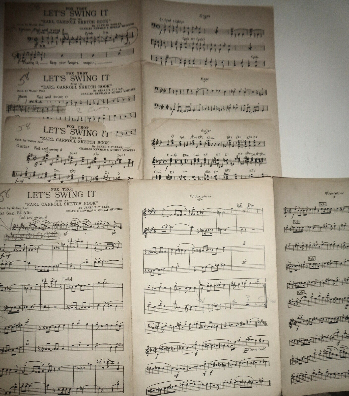 LET'S SWING IT, by Charlie Tobias 1925 FOR ORCHESTRA "EARL CARROLL SKETCH BOOK"