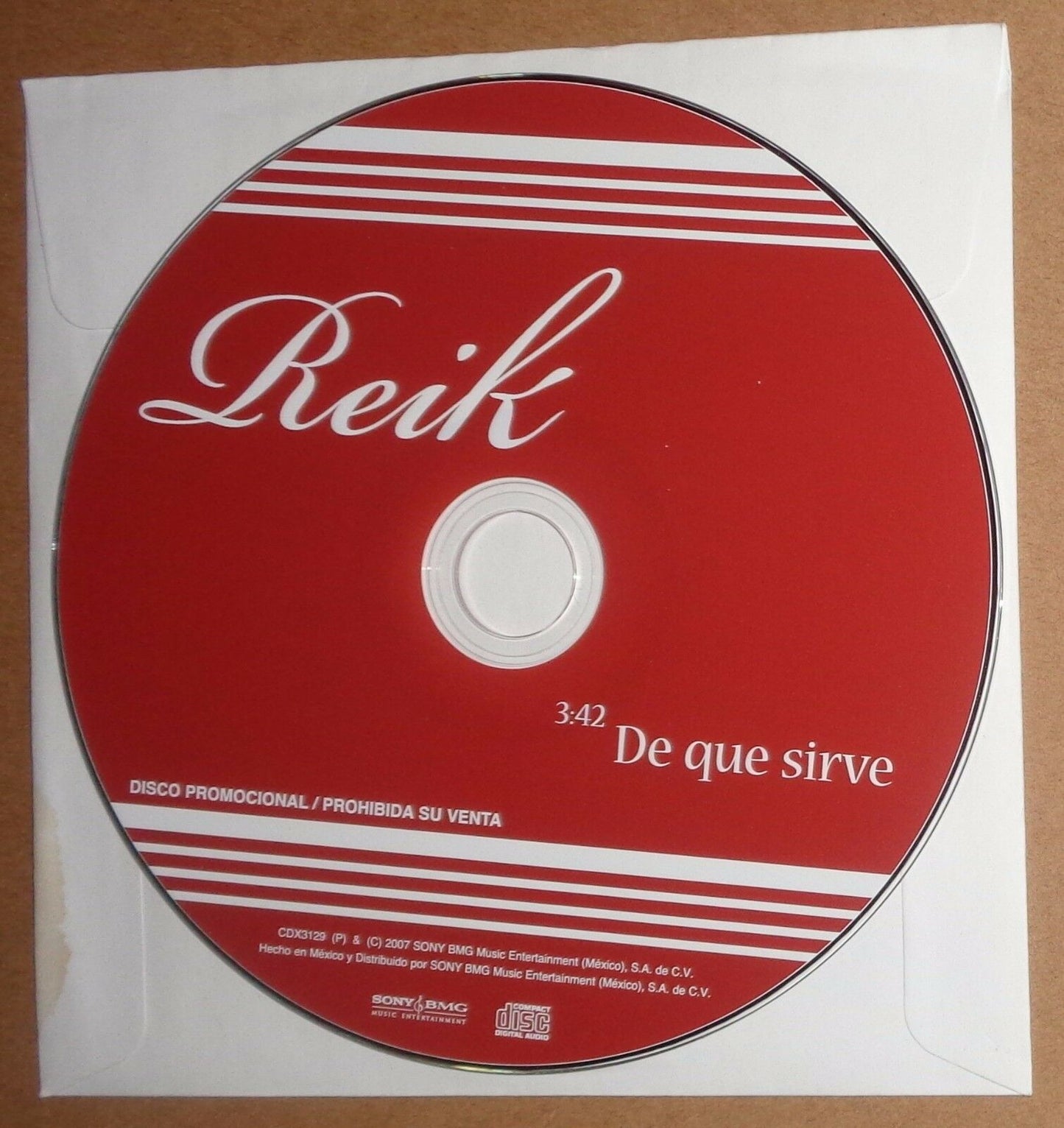 Reik - De Que Sirve - Promo CD - 2007 Sony BMG Mexico