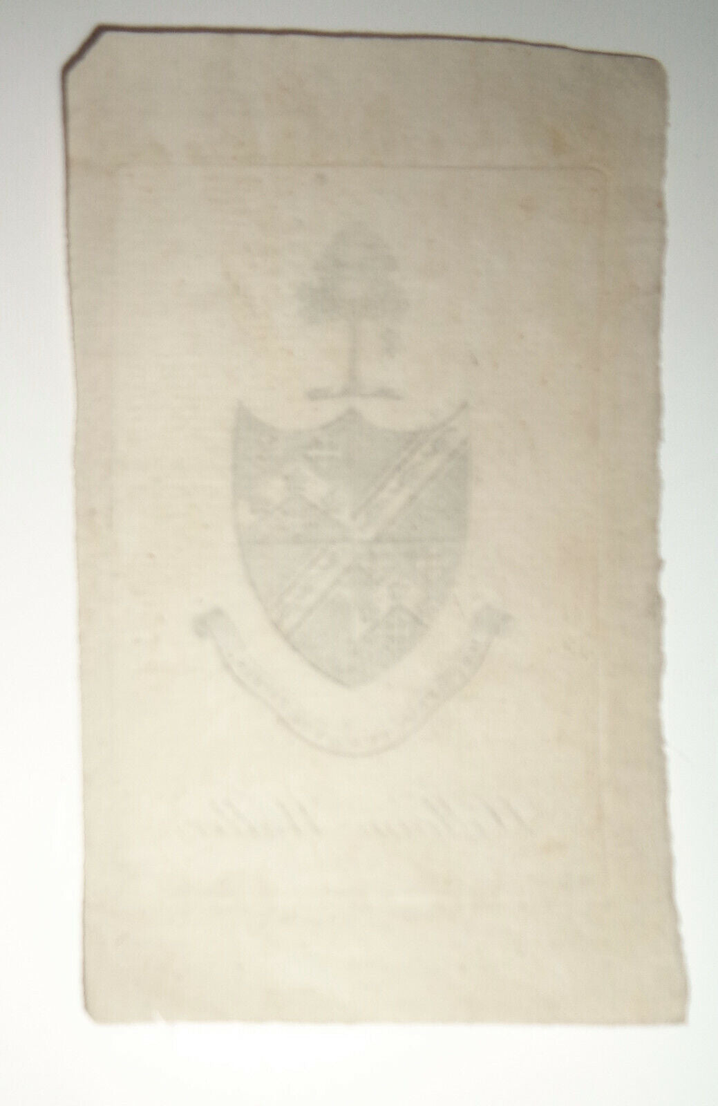 Armorial Bookplate, William Waller - original from 1700s on antique linen paper