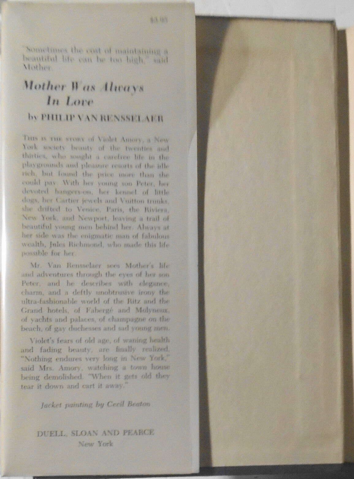 Mother Was Always In Love, by Philip van Rensselaer. SIGNED First edition, 1960
