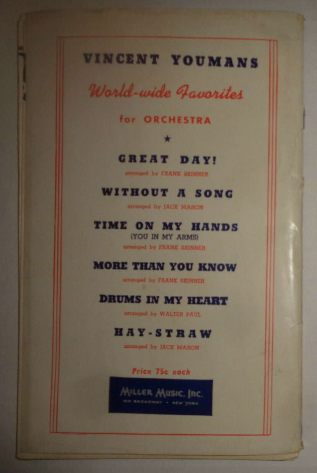AFRAID TO DREAM - BY MACK GORDON AND HARRY REVEL - 1937 - FOR ORCHESTRA
