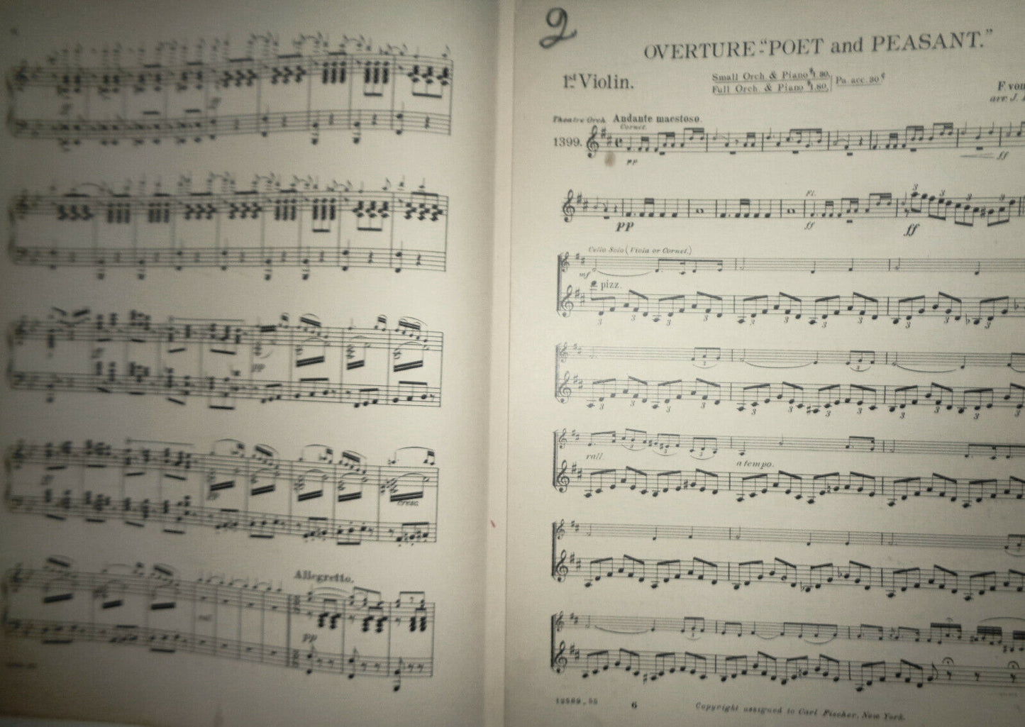 POET AND PEASANT - OVERTURE, BY F. von SUPPE - 1899 - music score for orchestra