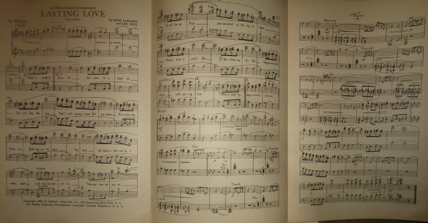 LASTING LOVE - FOX TROT - SHEET MUSIC FOR ORCHESTRA - 1935
