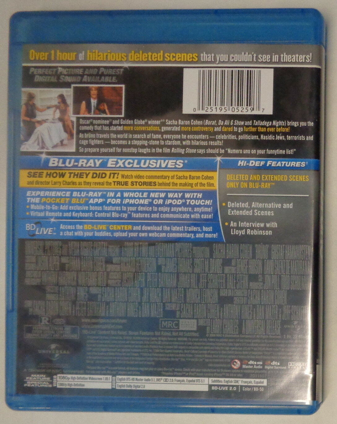 Brüno (Blu-ray Disc, 2009) - Like New