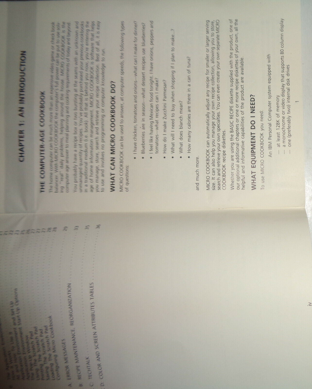 Micro cookbook, by Virtual Combinatics. 1984. IBM PC and compatibles version