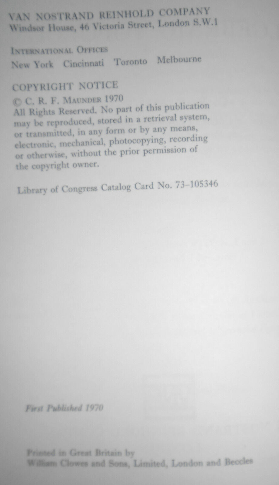 Algebraic Topology by C. R. F. Maunder - Hardcover. 1970. First printing.
