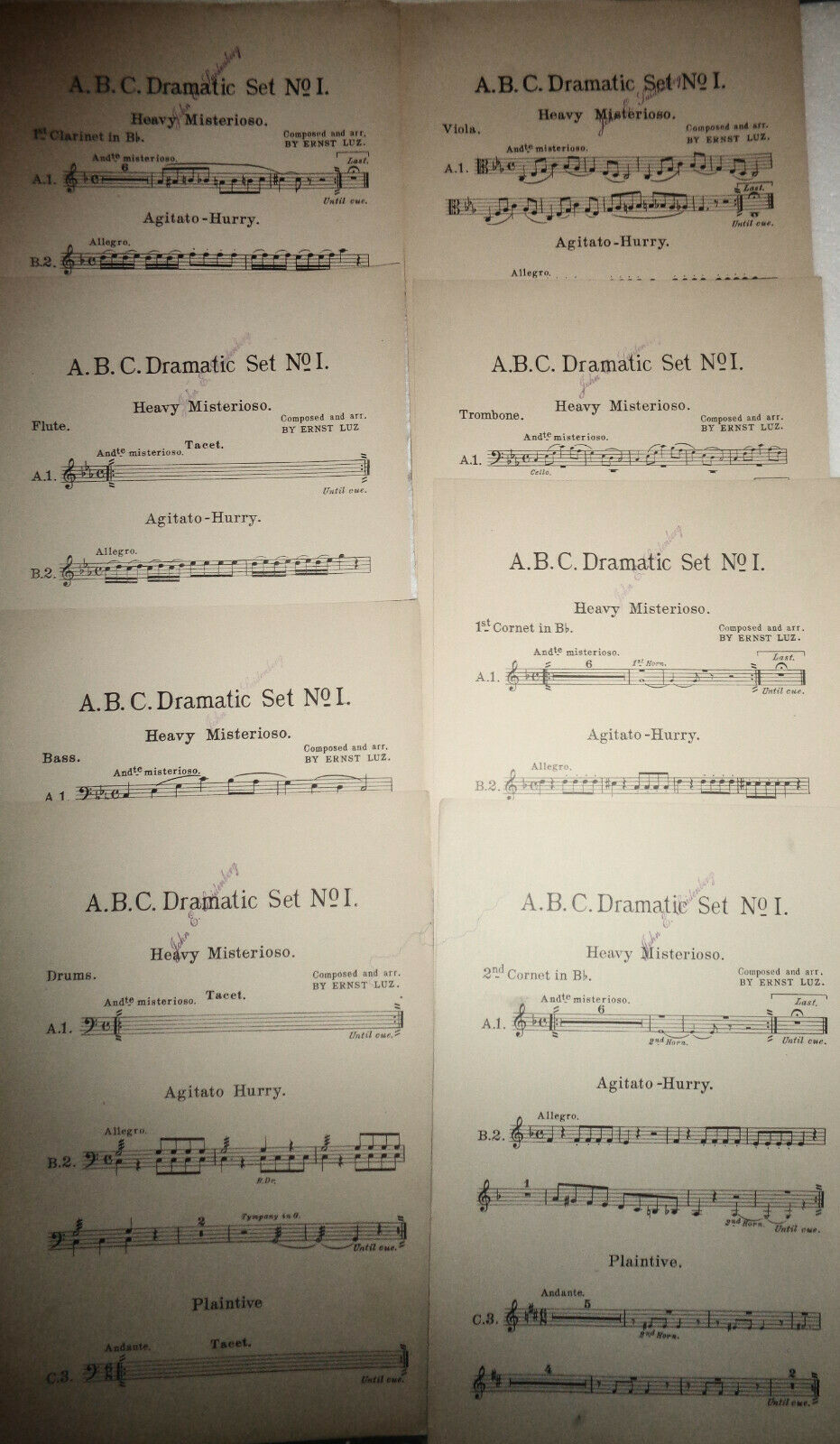 A.B.C. DRAMATIC SET NO. 1 - HEAVY MISTERIOSO, by Ernst Luz. 1915 for orchestra