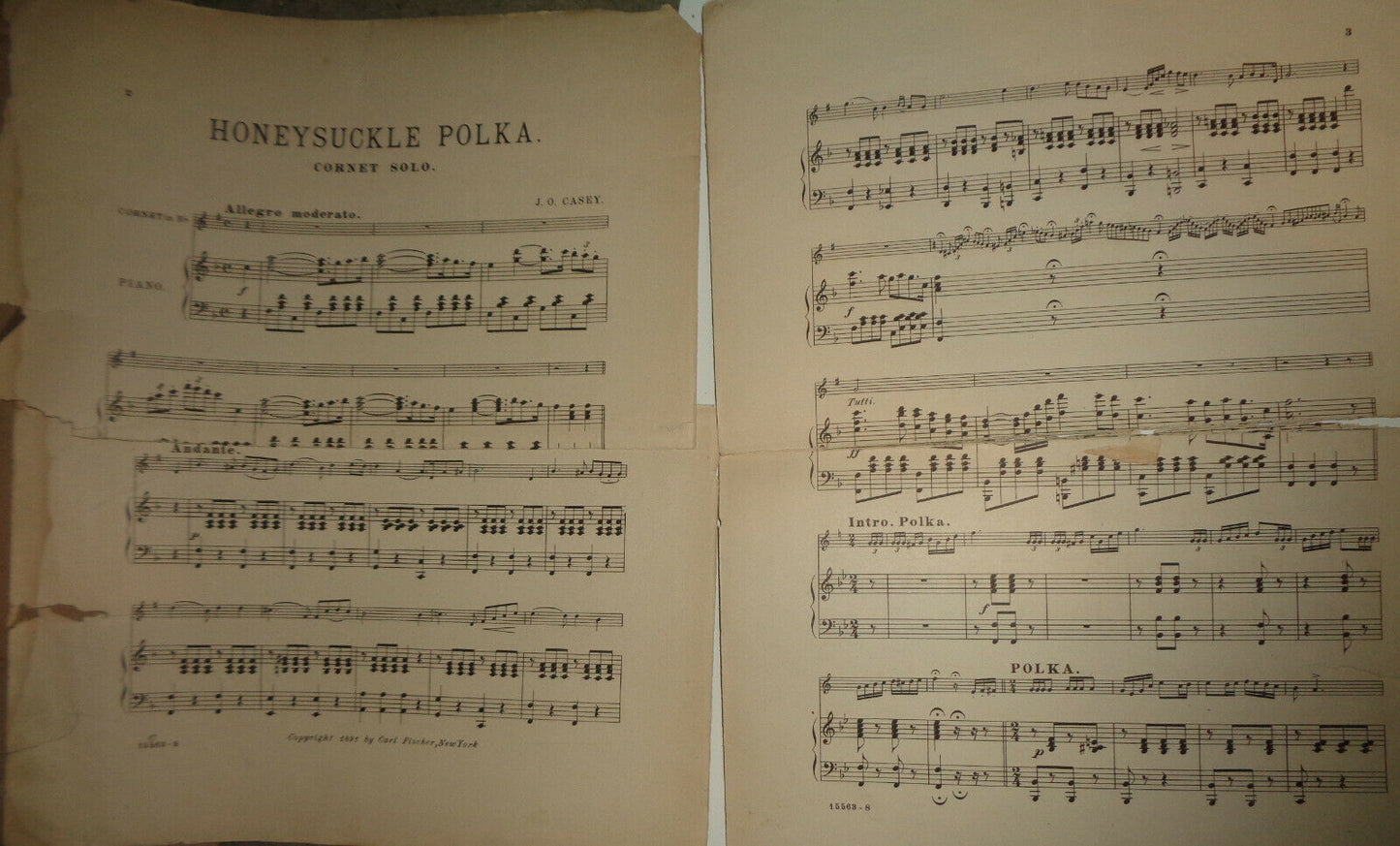 HONEYSUCKLE POLKA, BY J. O. CASEY, 1891 - SHEET MUSIC FOR ORCHESTRA