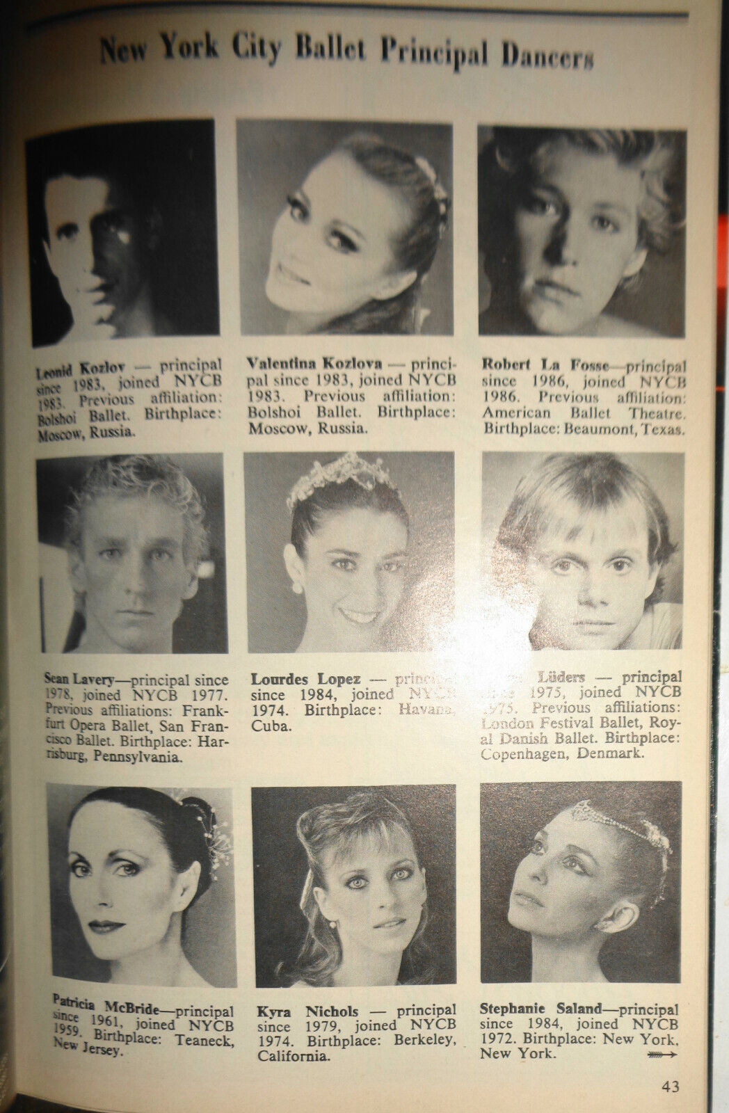 NEW YORK CITY BALLET - SWAN LAKE - OPUS 19/THE DREAMER - PLAYBILL JUNE 10, 1987