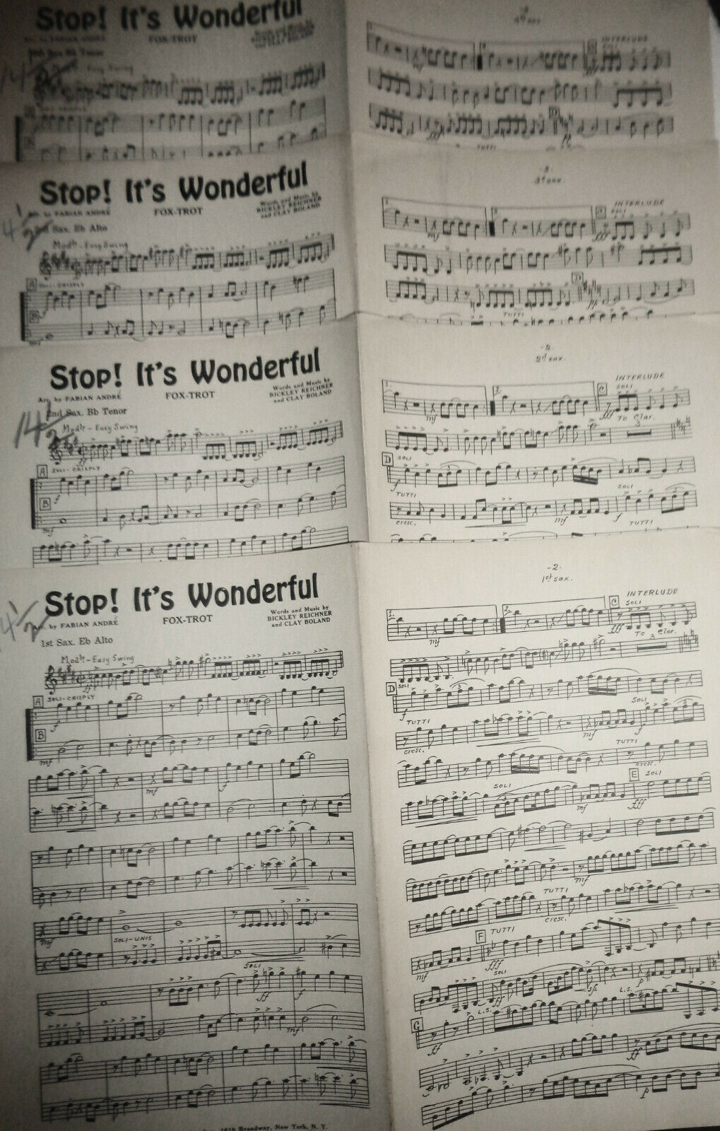 Stop! It's wonderful, by Bickley Reichner and Clay Boland. 1939 orchestra score