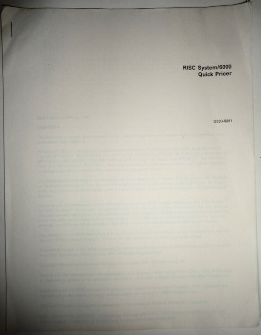 IBM RISC System/6000 Quick Pricer - First edition, February 1990