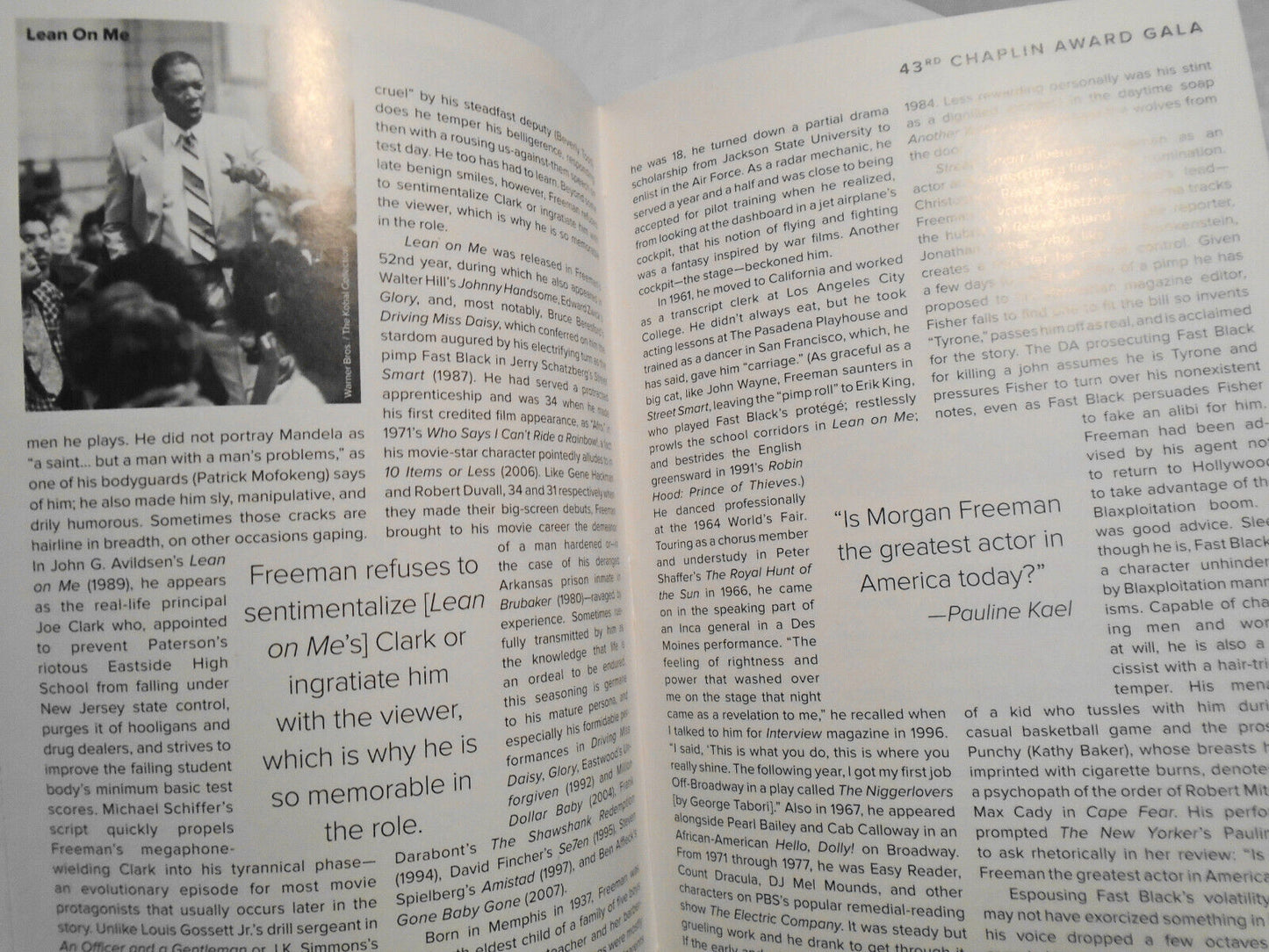 Honoring Morgan Freeman Playbill - 43rd Chaplin Award Gala - Lincoln Center 2016