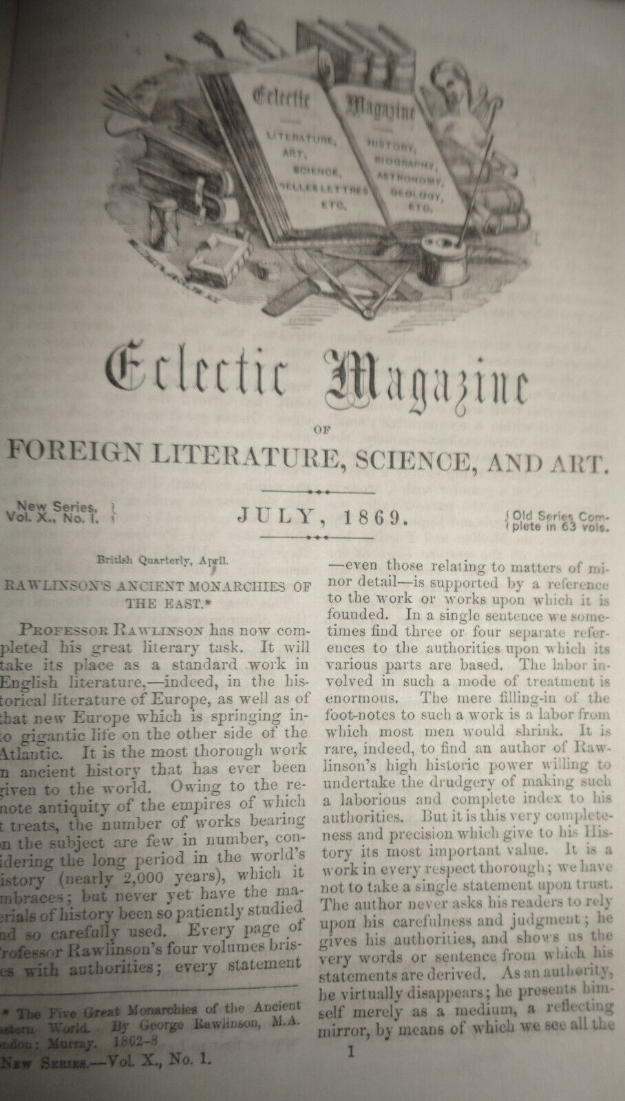 1869 The Eclectic magazine of foreign literature, science art July-Dec Vol. X