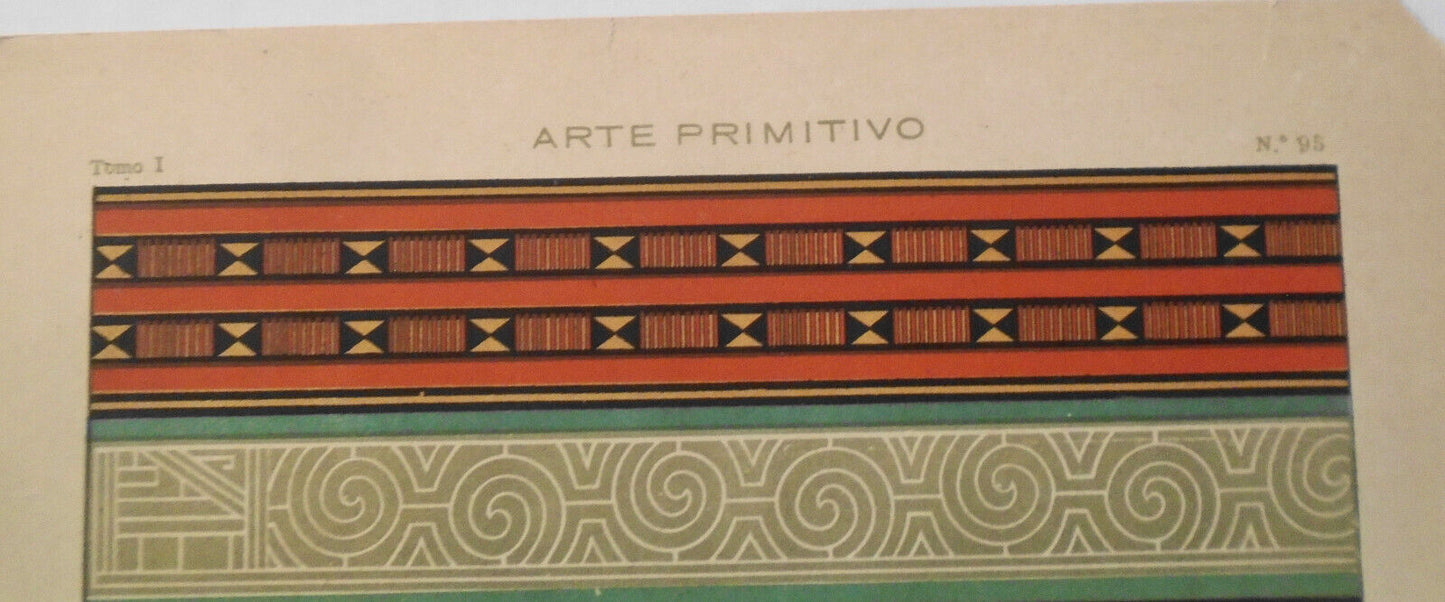 Arte Primitivo: Motivos de ornamento en Oceania y Africa - litho ca 1890, J Aleu