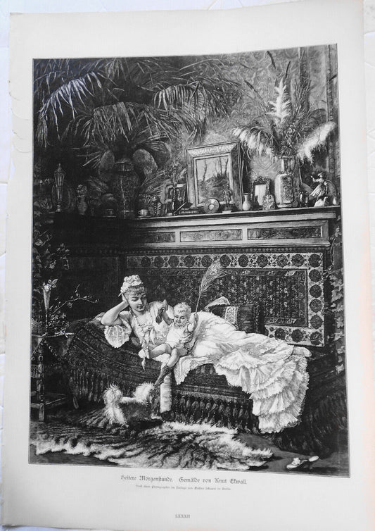 Heitere Morgenstunde, von Knut Ekwall  - 1886 - Original antique print