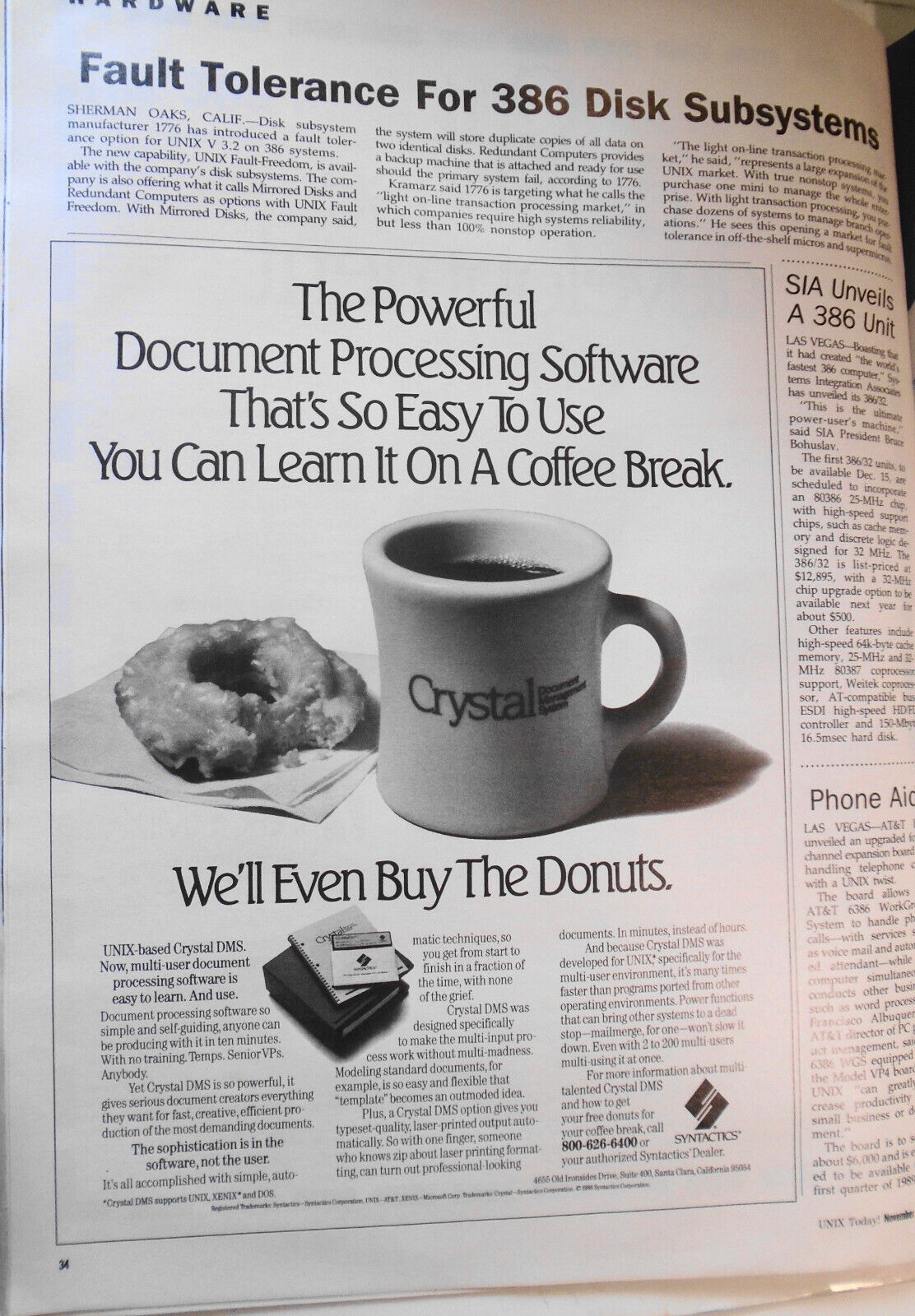 UNIX Today Magazine, November 28, 1988.