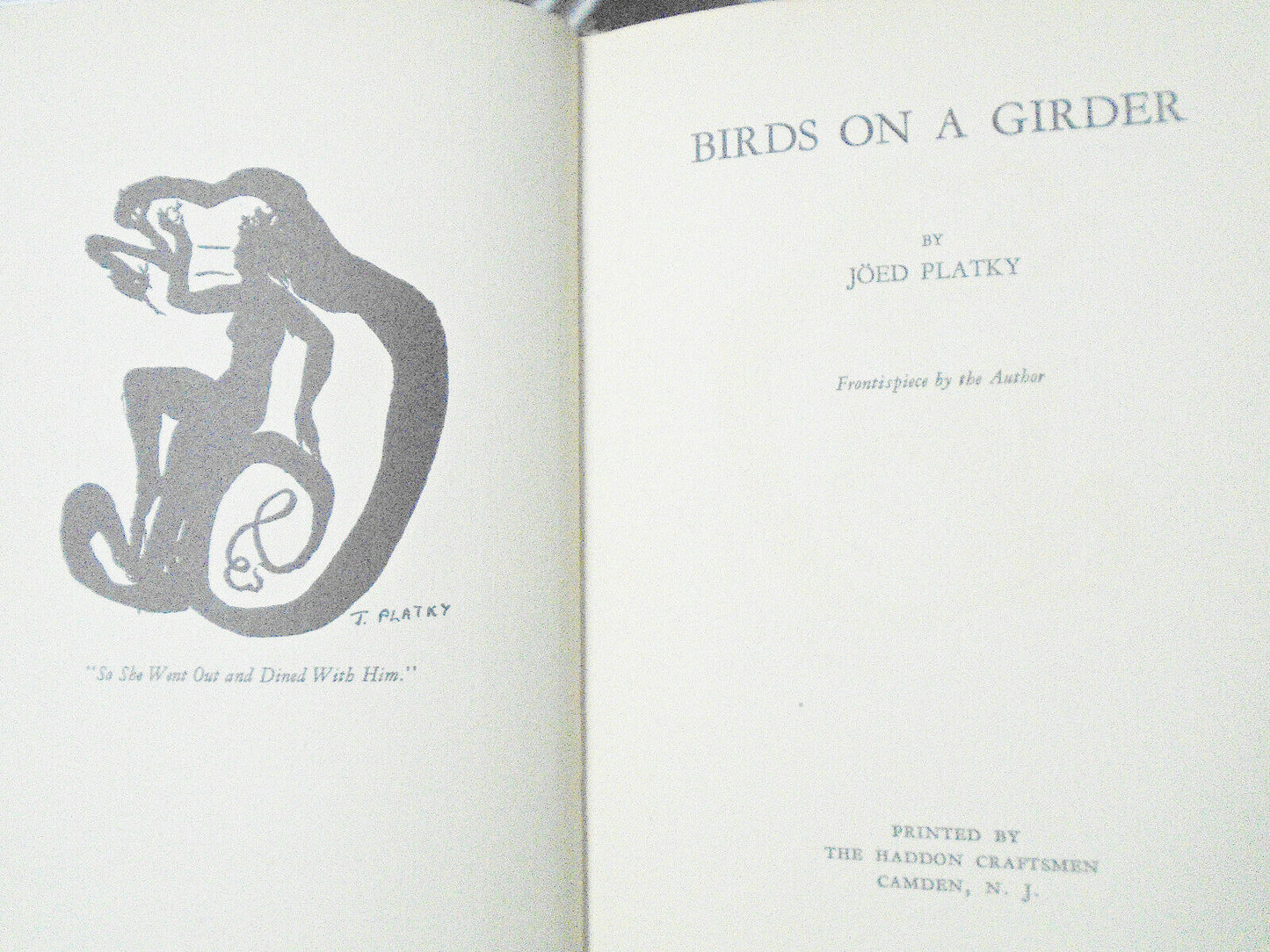 Birds on a Girder,  by Joed Platky - SIGNED Limited Edition 1929. HC/DJ