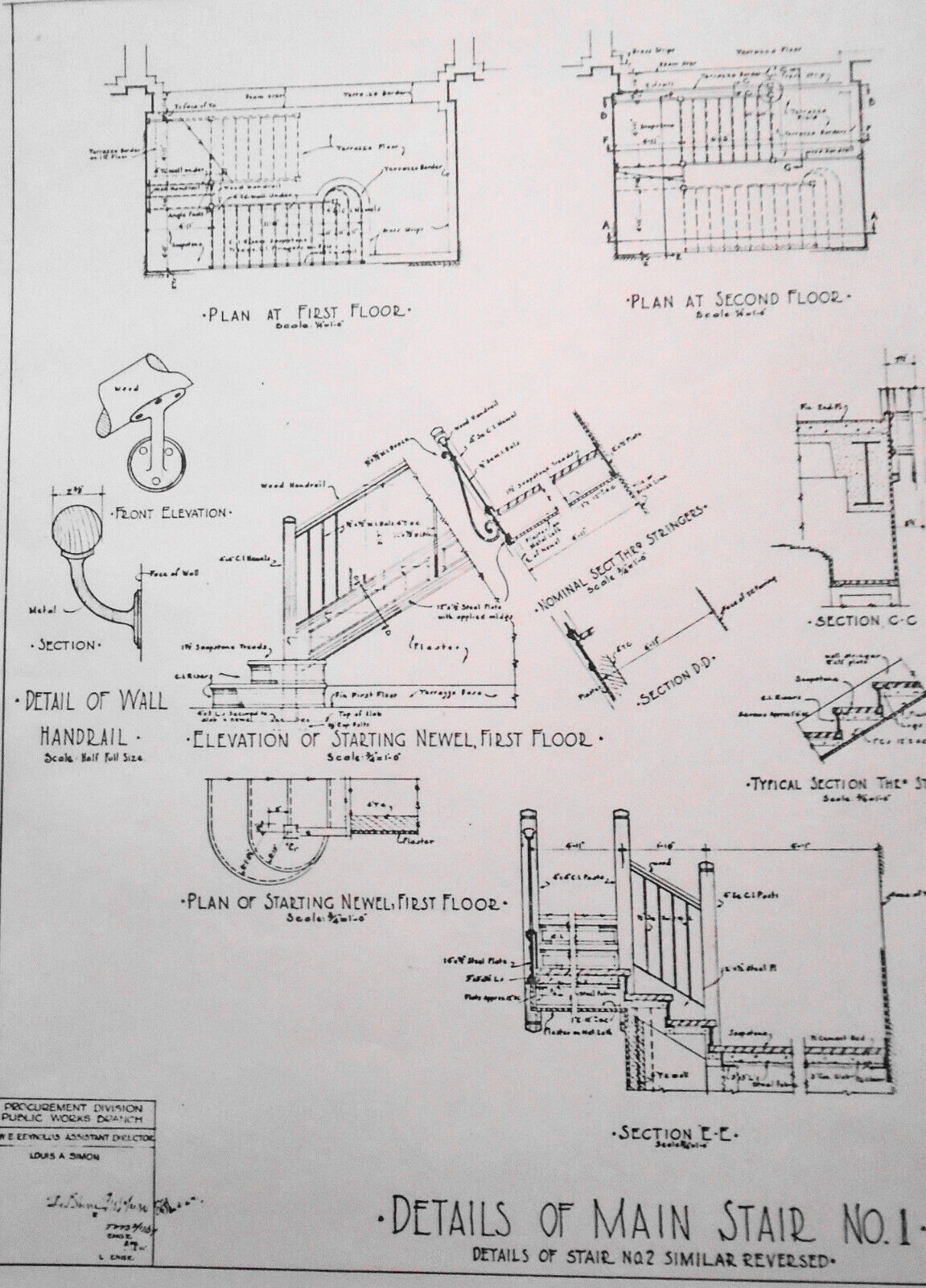 1934 Ellis Island Immigrant Building, Architectural Floor Plan - 21 x 15 inches
