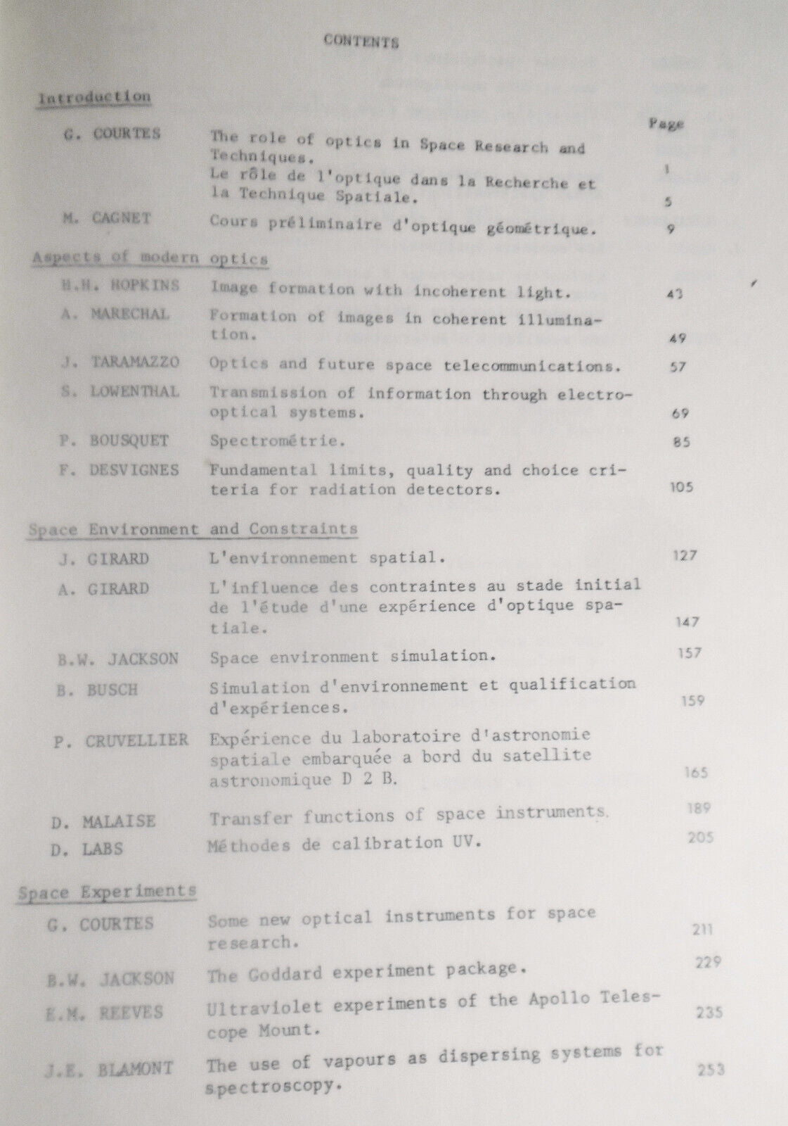 Space optics = Optique spatiale ... 1970 - Marechal, A. and Courtes G. (eds.)