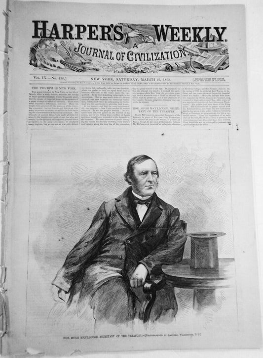 [US Civil War] Harper's Weekly March 25, 1865. Original complete issue