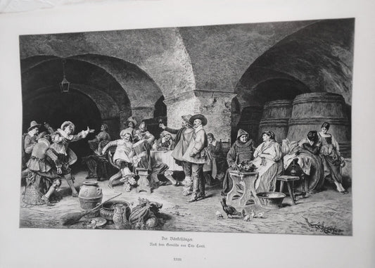 Der Bankelsanger, by Tito Conti  --  1886  - Original antique print