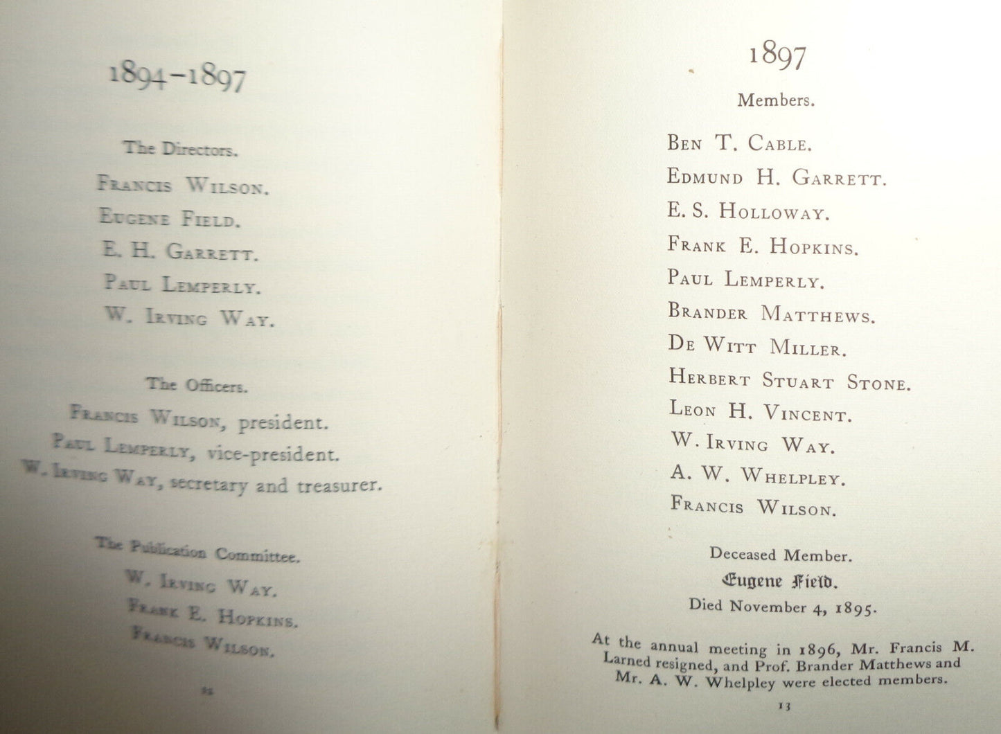 THE DUODECIMOS MANUAL FOR 1897 - Limited edition of 50 copies. De Vinne Press.