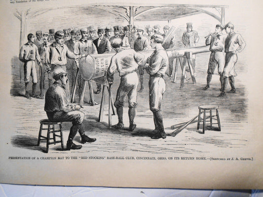 [Baseball] Cincinnati Red Stockings. Champion Bat. Harper's Weekly July 24, 1869