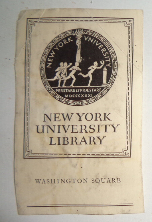 New York University, Washington Square College Library Bookplate  - 1919