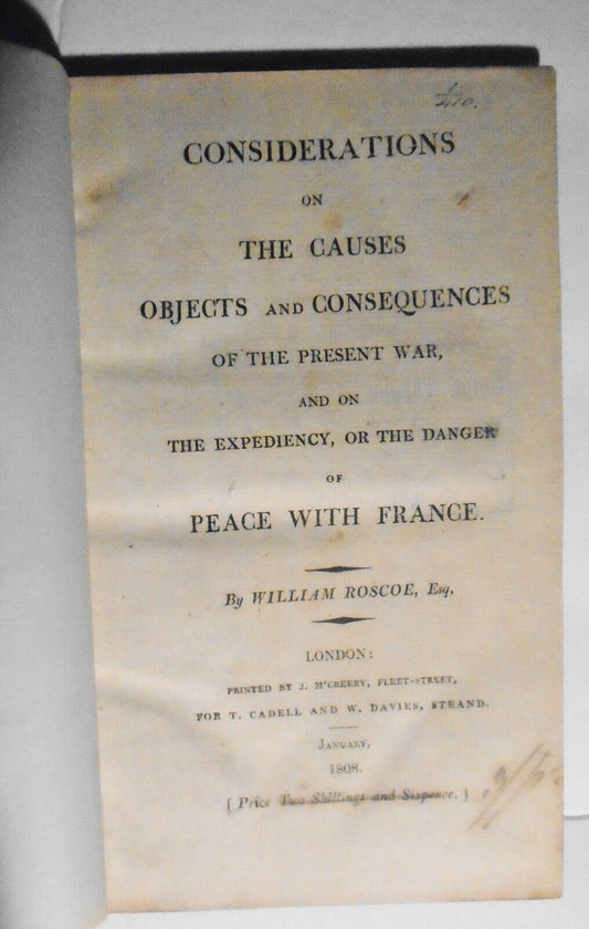 1808 Considerations on Causes Objects, Consequences of  Present War with  France