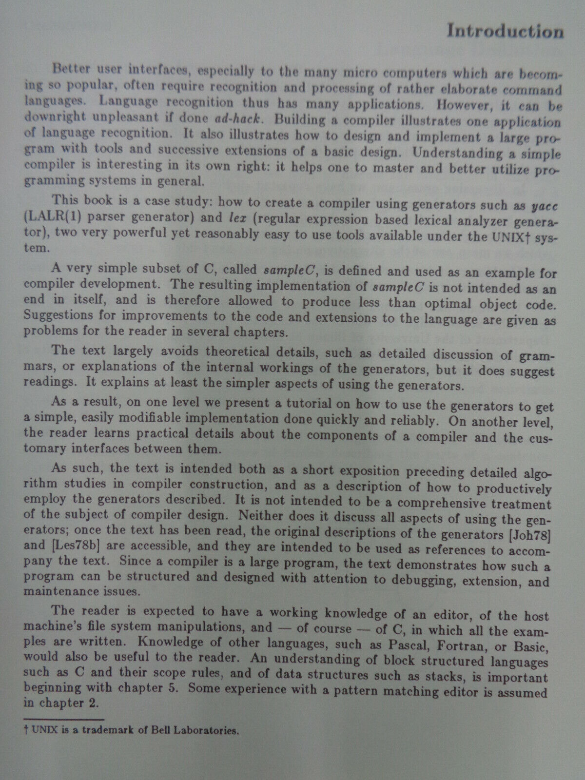 INTRODUCTION TO COMPILER CONSTRUCTION WITH UNIX By Axel T. Schreiner & H. George